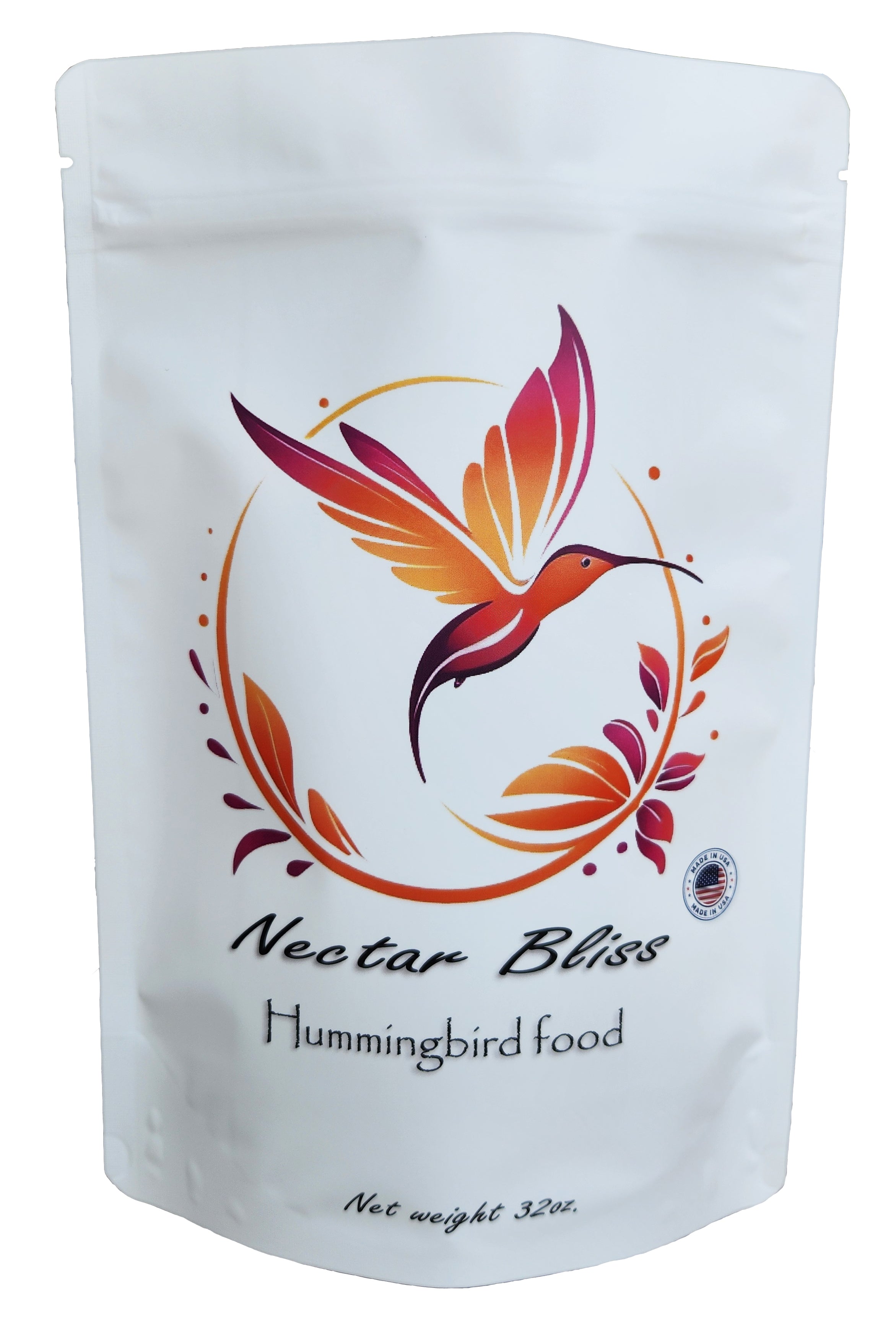 Nectar Bliss Hummingbird Nectar Powder – Iron-Free & Dye-Free, All Natural No-Boil Instant Mix, 32 oz Pouch (Makes 128 oz)
