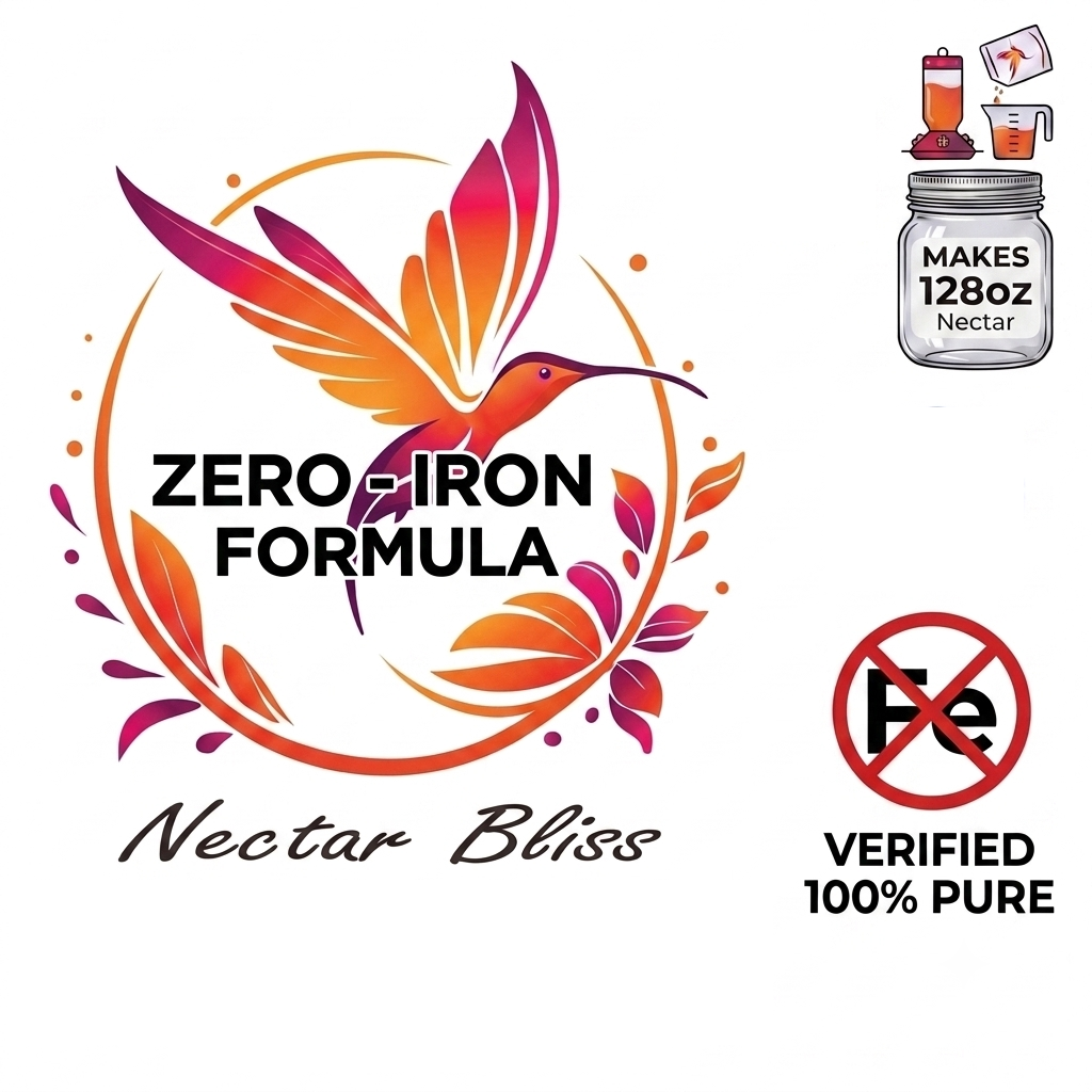 Nectar Bliss Hummingbird Nectar Powder – Iron-Free & Dye-Free, All Natural No-Boil Instant Mix, 32 oz Pouch (Makes 128 oz)